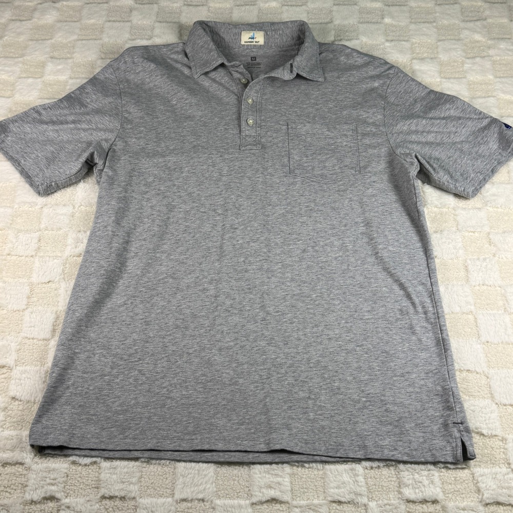 Johnnie-O Hangin' Out Gray‎ OLLU Embroidered Pocket Polo Shirt Mens Size M